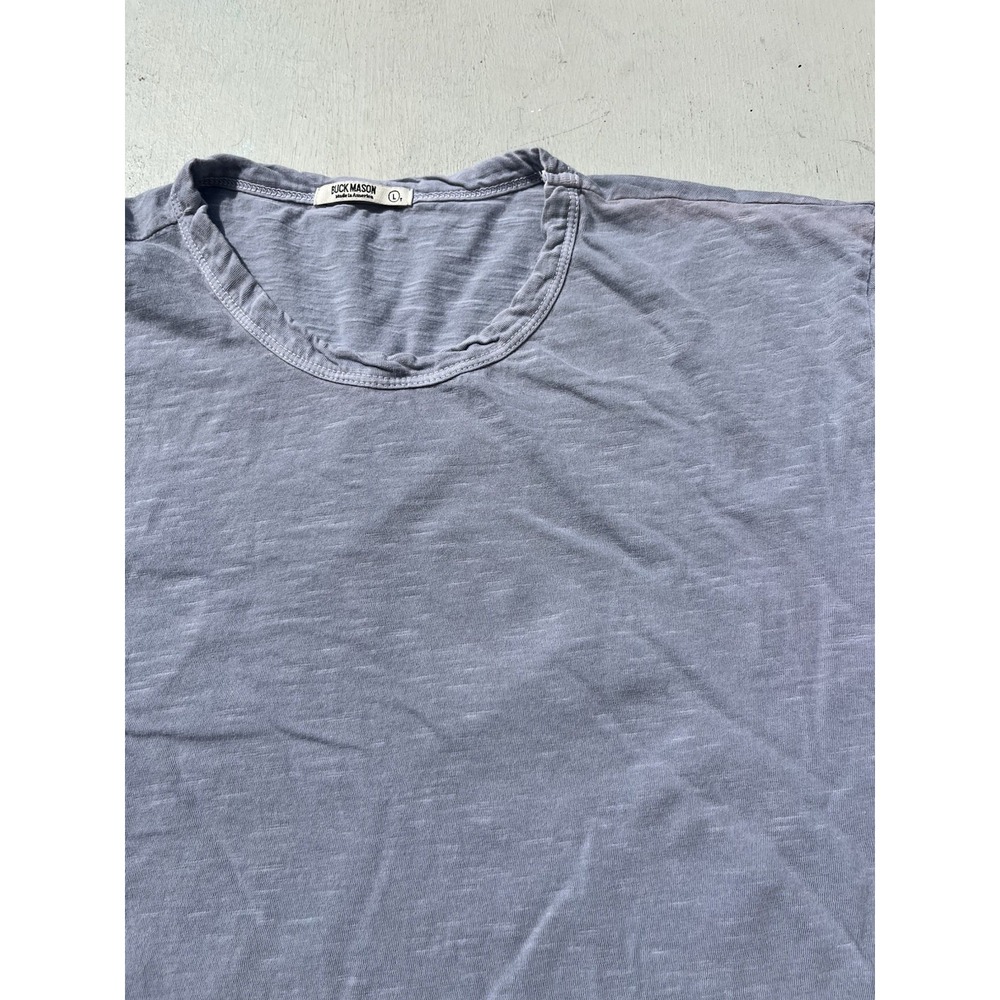 Men's Buck Mason T-Shirt Gray Blue Solid L 50s Dean Brando STAIN USA Classic